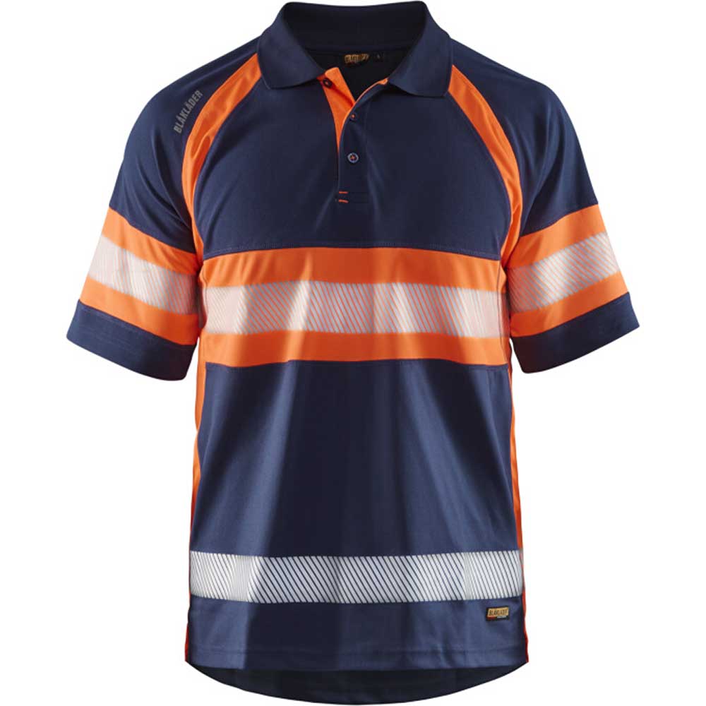 UV-skyddad pikétröja Varsel Marinblå/Varselorange