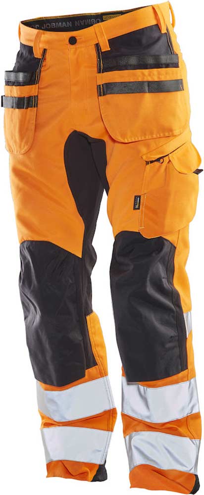 Hantverksbyxa Stretch Varsel orange/svart
