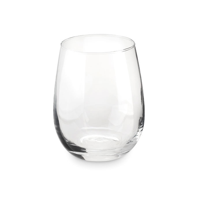 Vin/vatten glas utan fot i presentask transparent