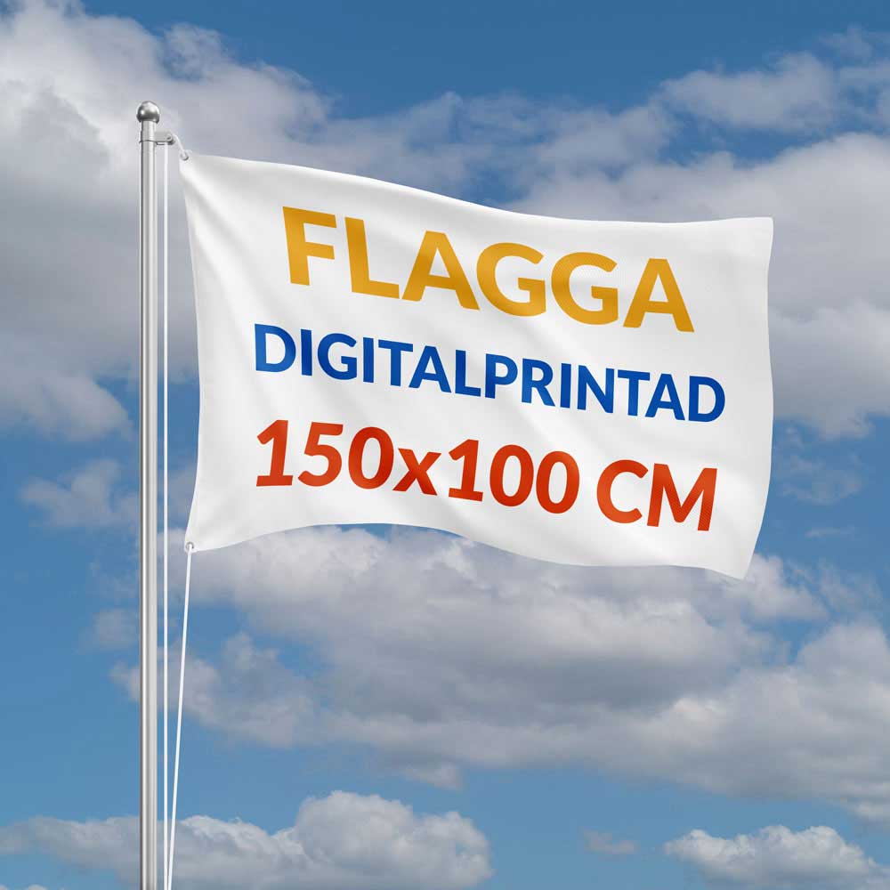 Digitalprintad flagga 150x100 cm liggande transparent