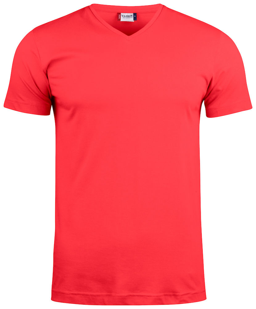 T-Shirt Basic T V-neck röd