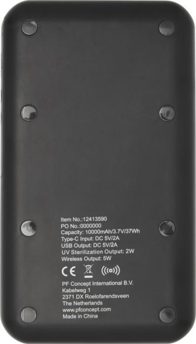 Nucleus UV-desinfektionsmedel för smarttelefon med 10 000 mAh trådlös powerbank Svart