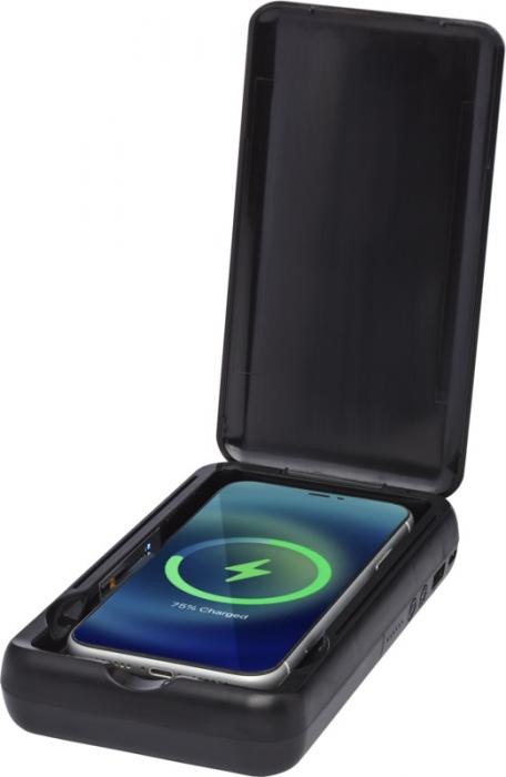 Nucleus UV-desinfektionsmedel för smarttelefon med 10 000 mAh trådlös powerbank Svart