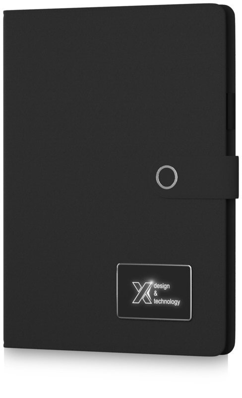  SCX light-up A4-anteckningsbok med powerbank svart