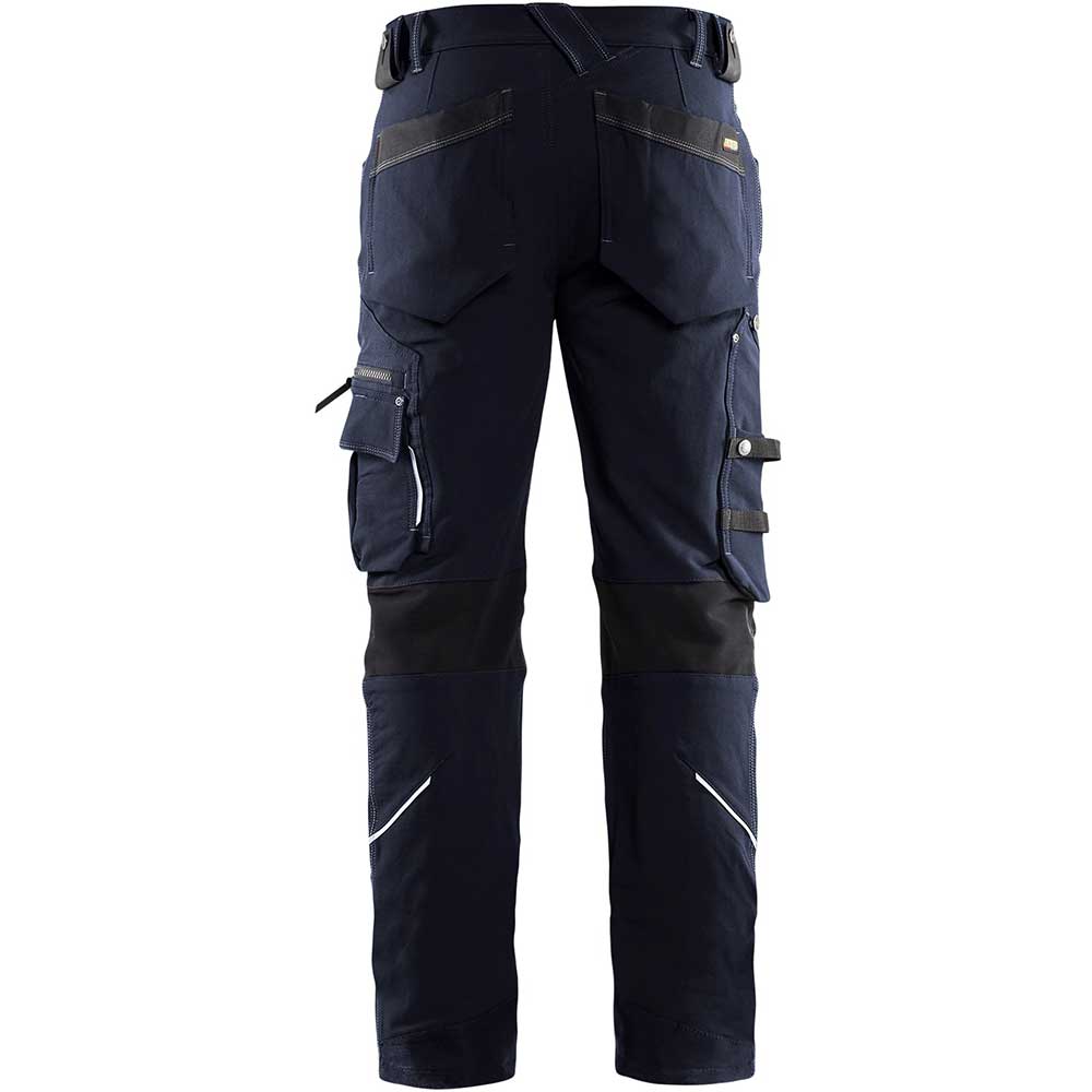 Hantverksbyxa X1900 stretch u spikfickor Mörk marinblå/Svart