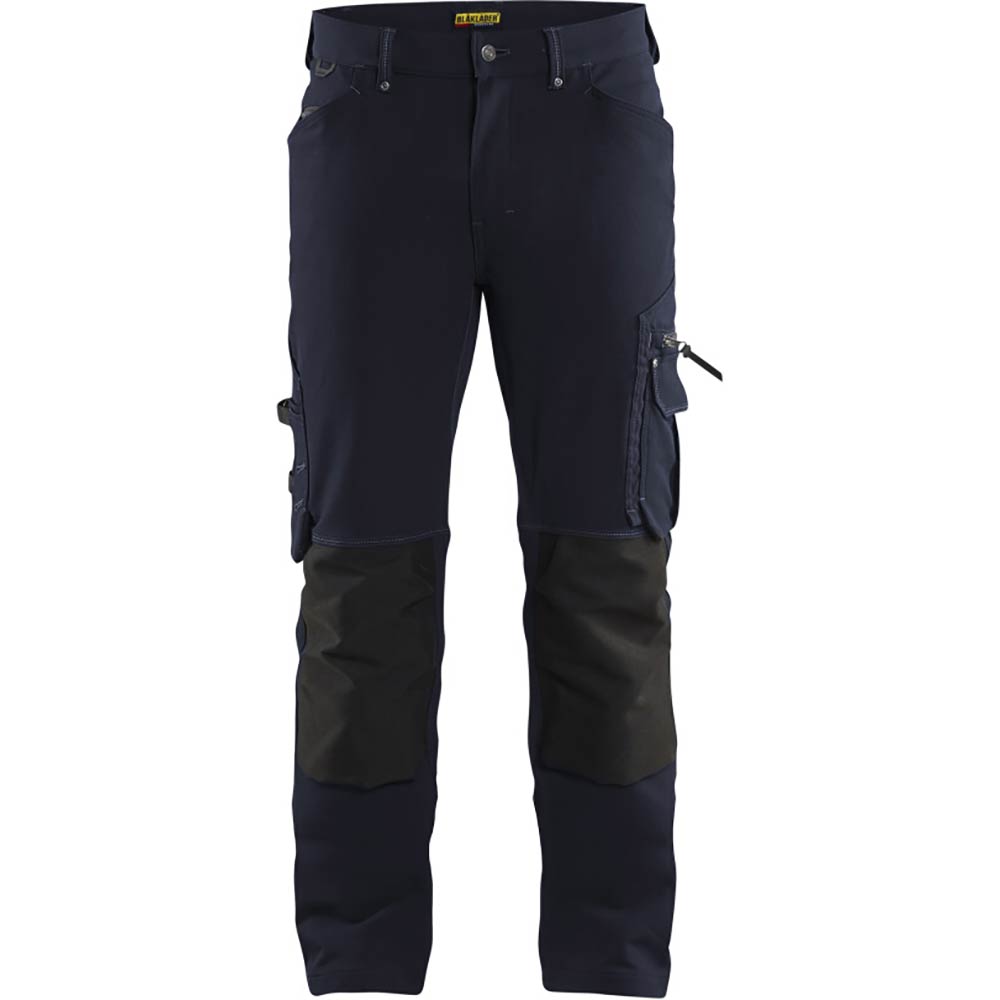 Hantverksbyxa X1900 stretch u spikfickor Mörk marinblå/Svart