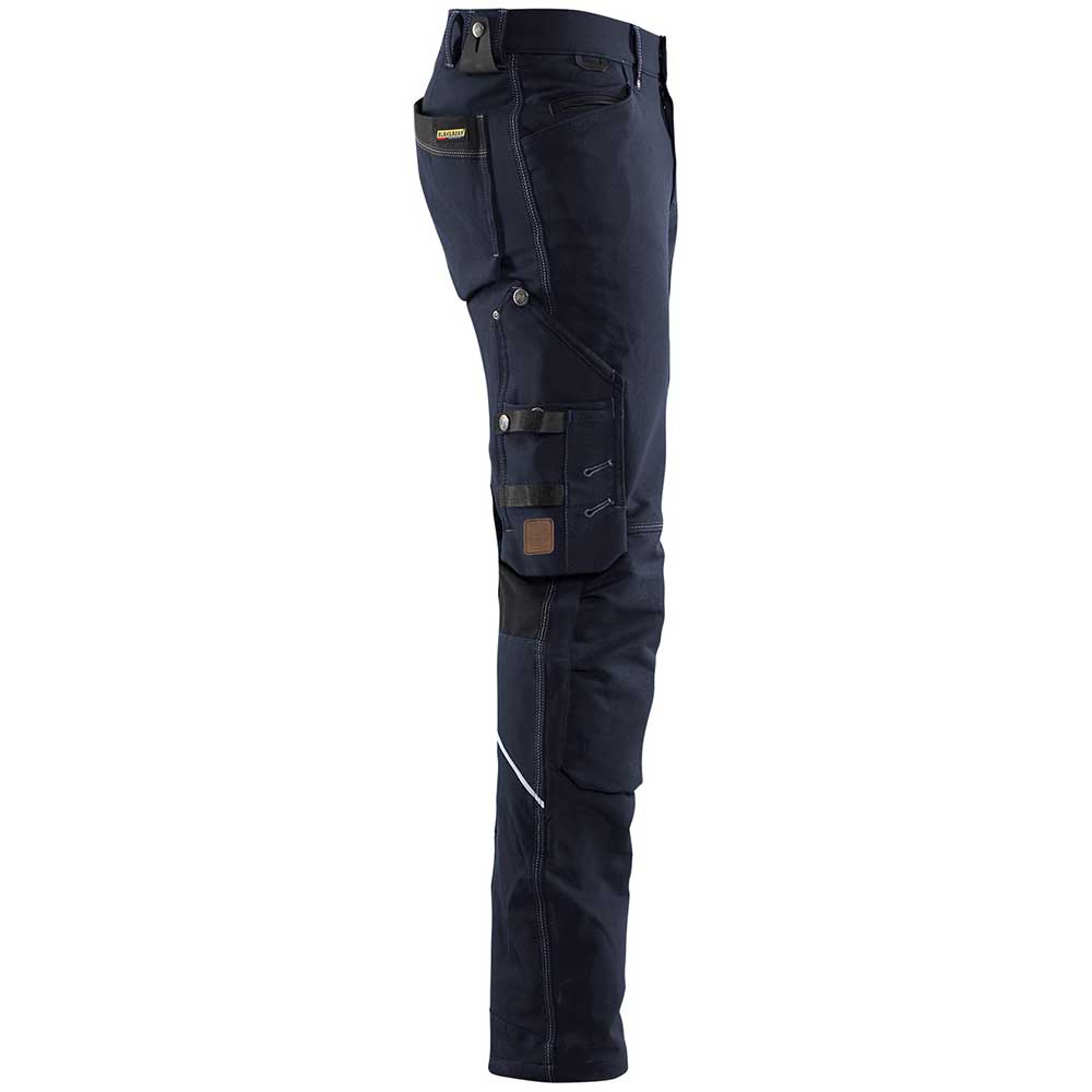 Hantverksbyxa X1900 stretch u spikfickor Mörk marinblå/Svart