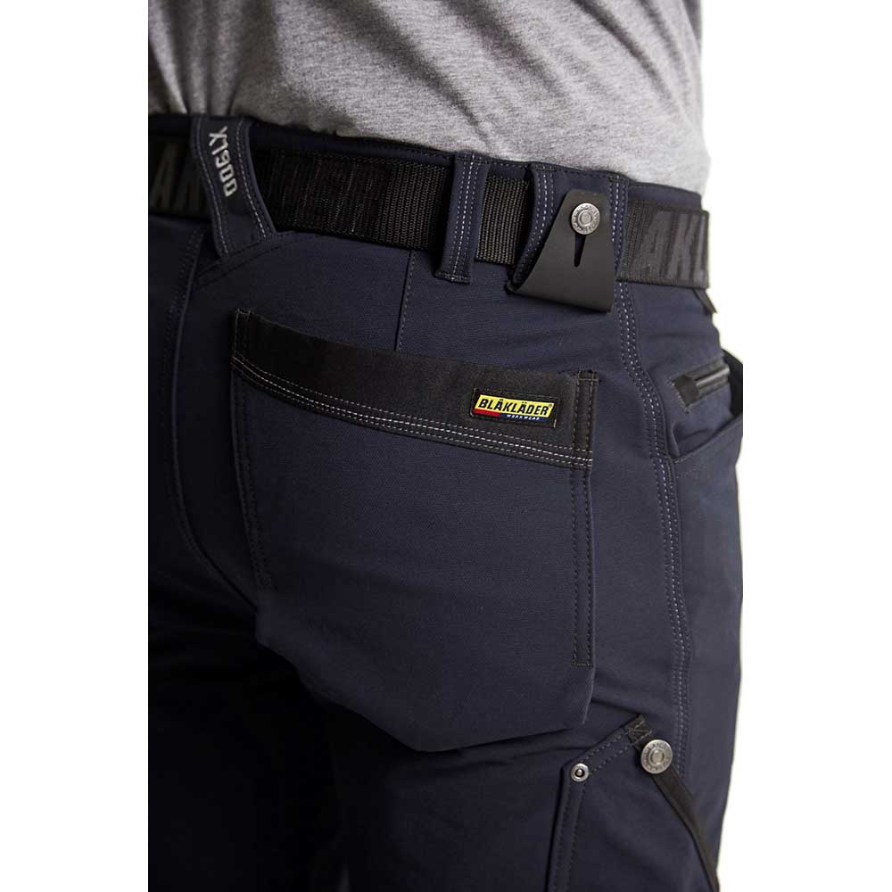 Hantverksbyxa X1900 stretch u spikfickor Mörk marinblå/Svart