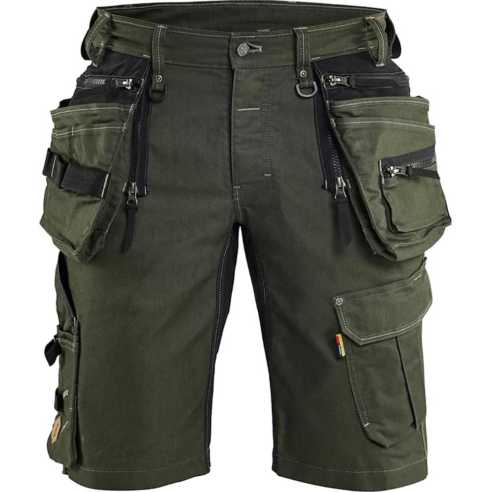 X1900 Hantverksshorts Stretch Skogsgrön/Svart