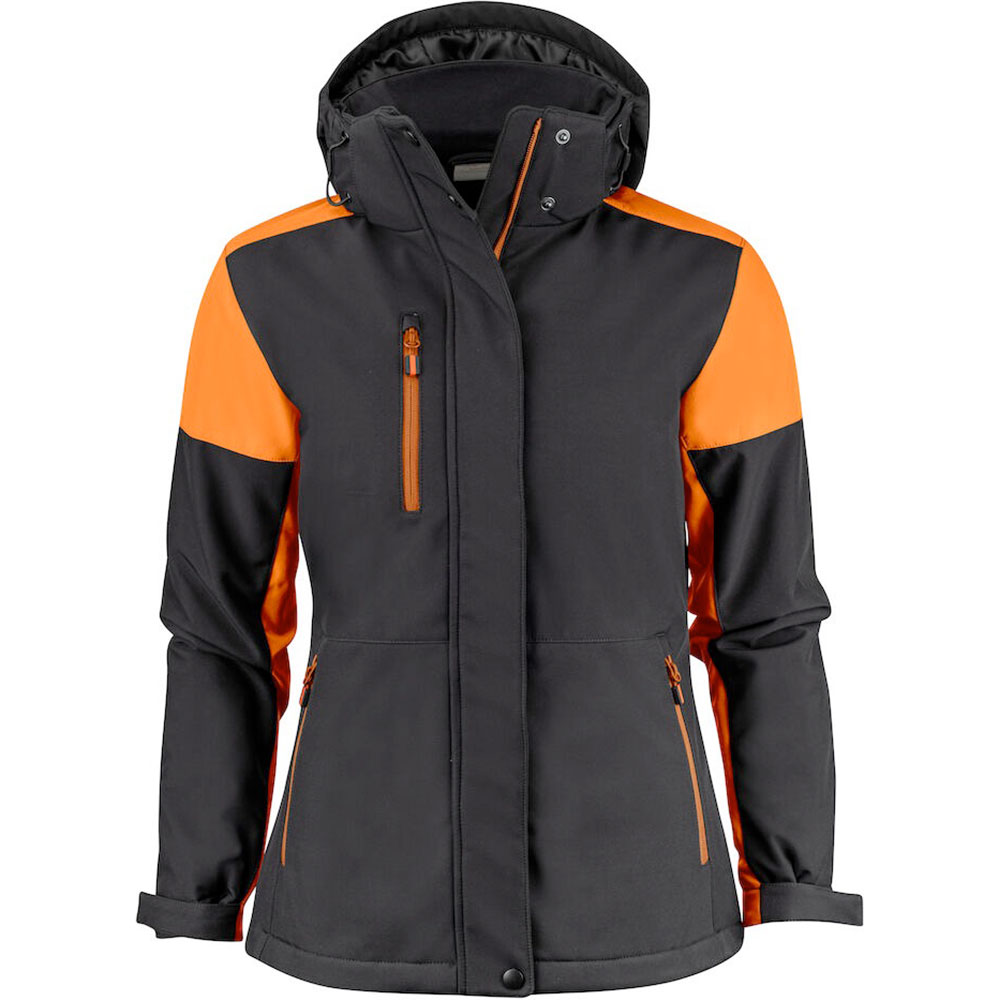 Printer Prime Lady Padded Softshell Svart/orange