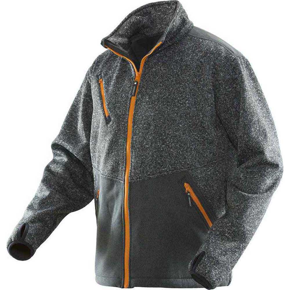 Stickad Softshelljacka svartmelerad/orange