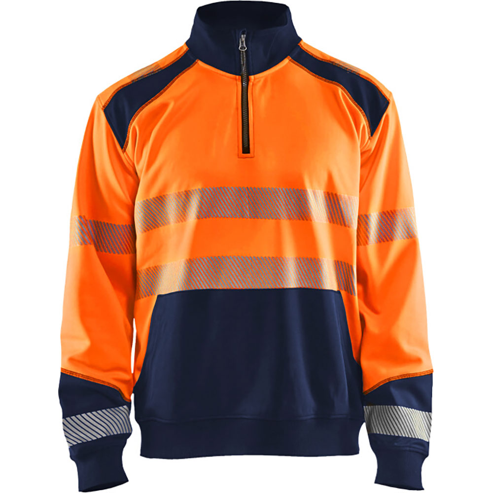 Varseltröja med krage Varselorange/Marinblå