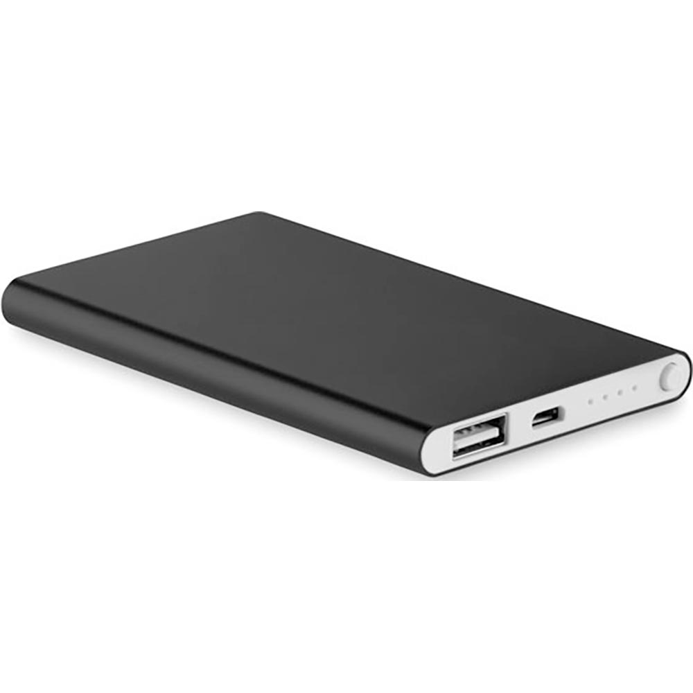aluminium powerbank 4000 Mah svart