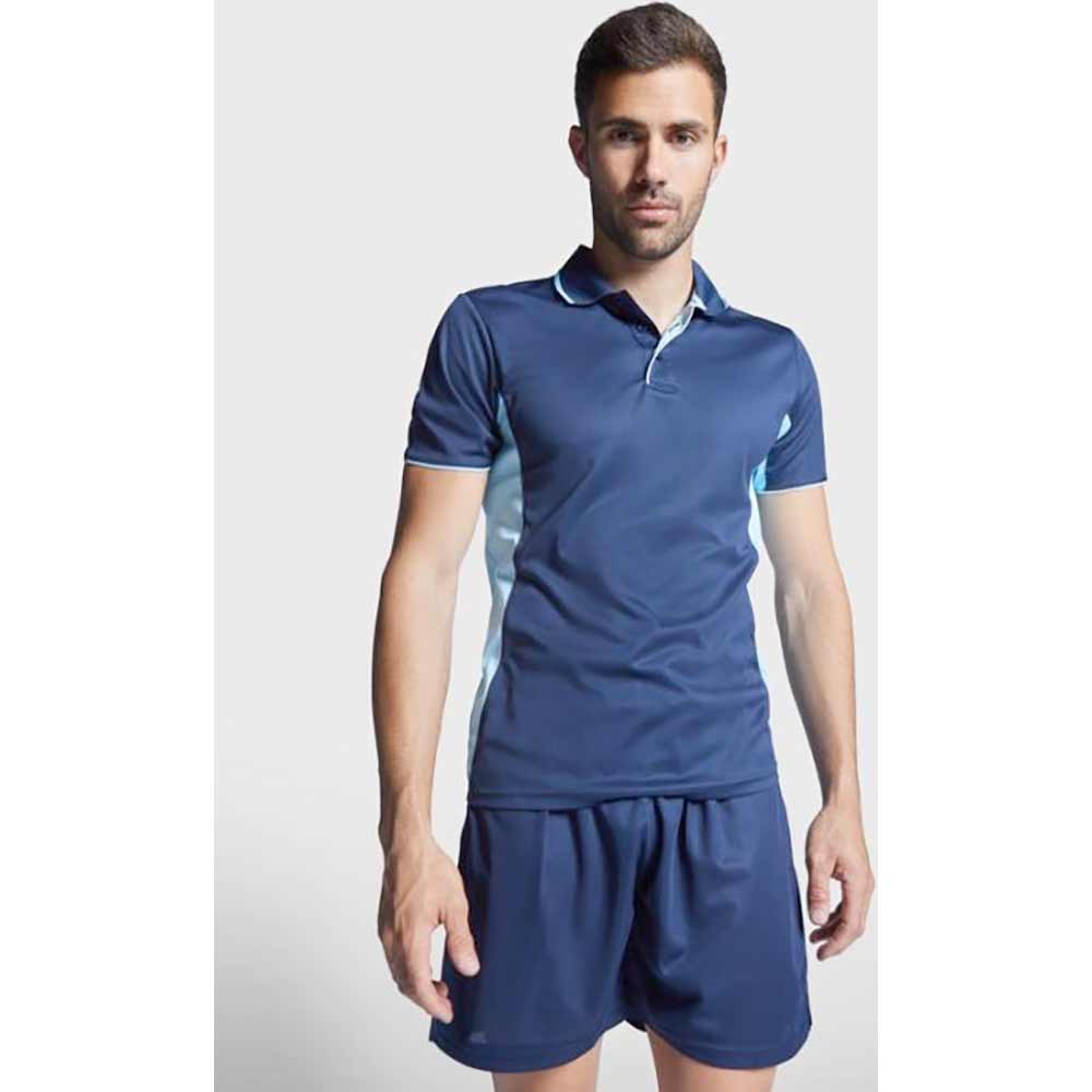 Montmelo kortärmad unisex sportpolo Kungsblå, Vit