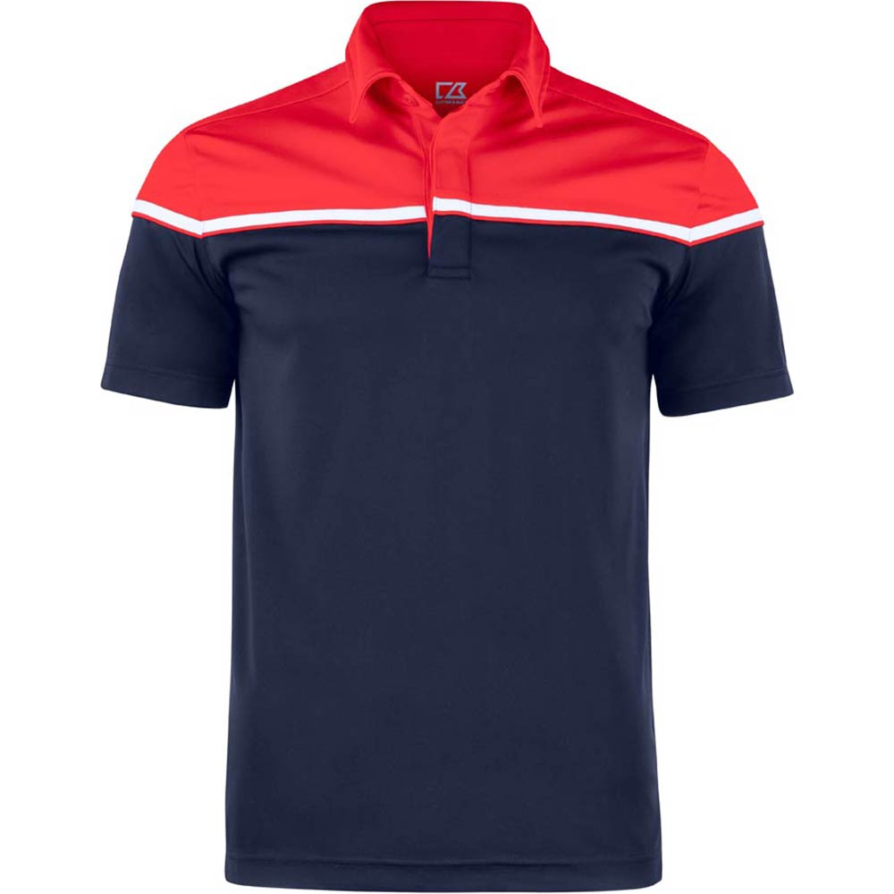 Seabeck Polo Men Black Mörk marin/röd