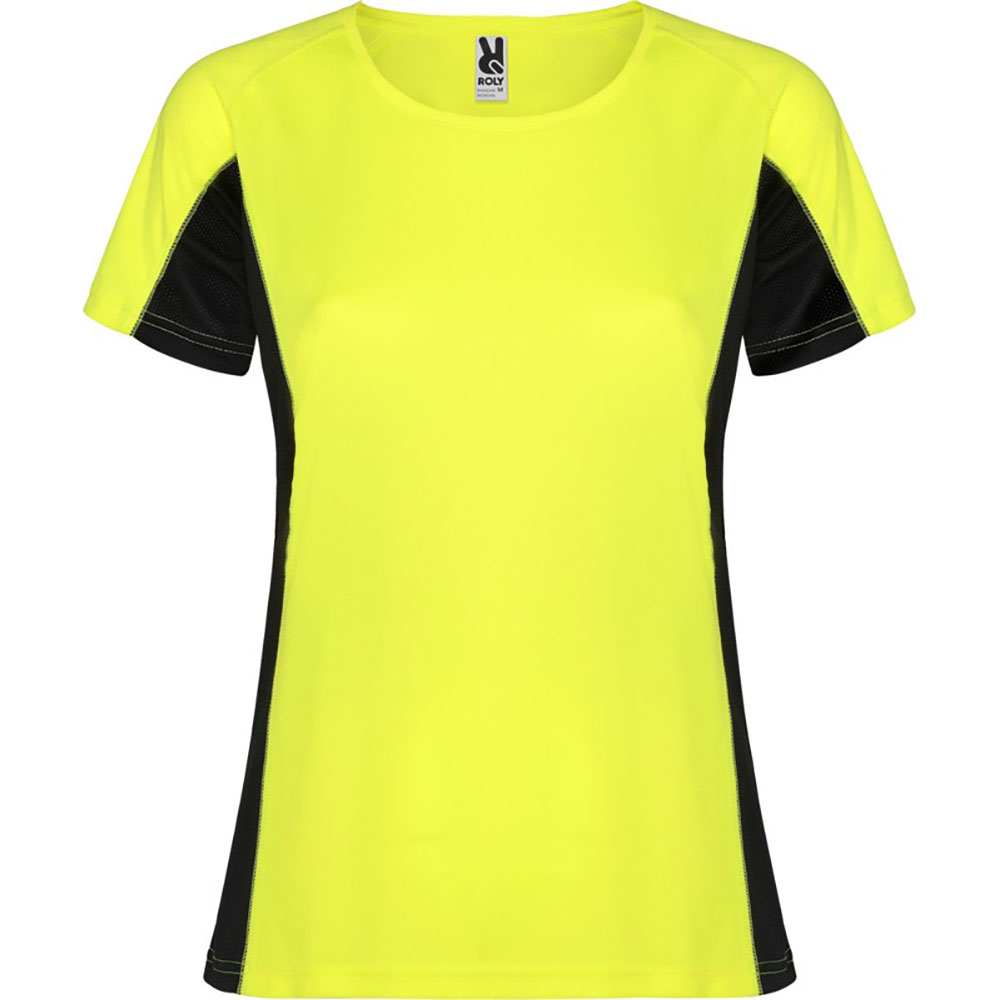 Shanghai T Shirt Sport dam Fluor Yellow, Svart