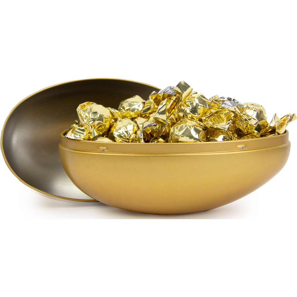 Påskägg 15cm i guld med pralinkulor
