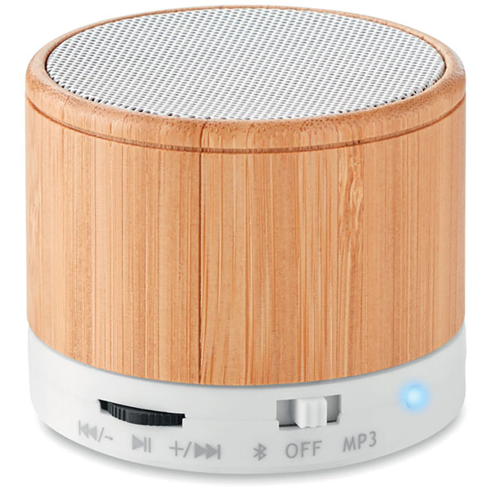Högtalare round bamboo vit