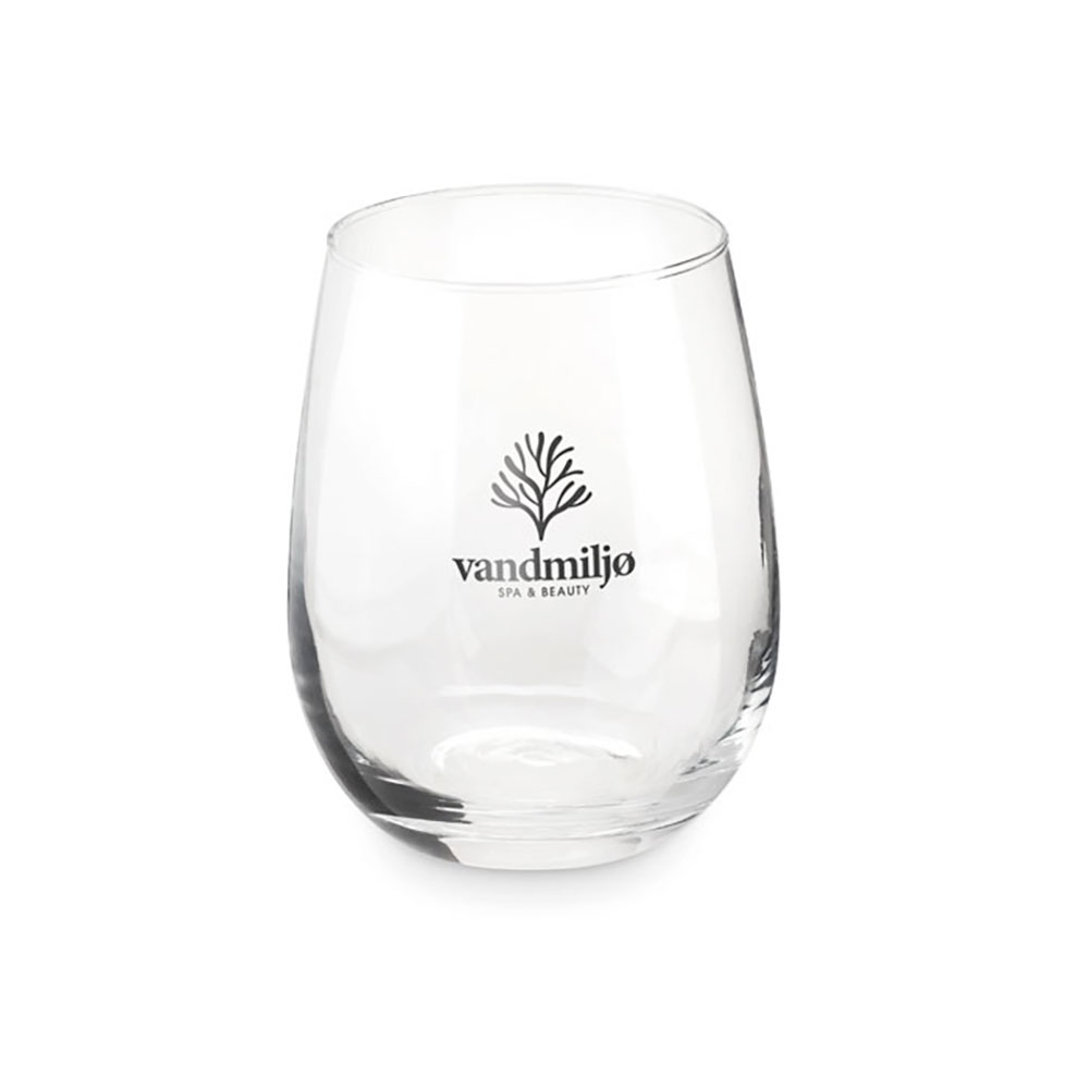 Vin/vatten glas utan fot i presentask transparent