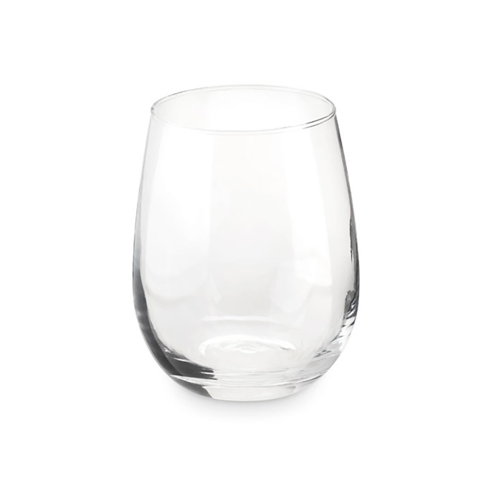 Vin/vatten glas utan fot i presentask transparent
