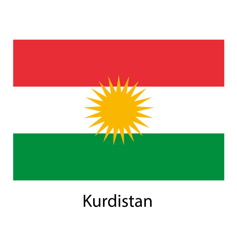 Flagga 60x40 mm inkl. applicering Kurdistan