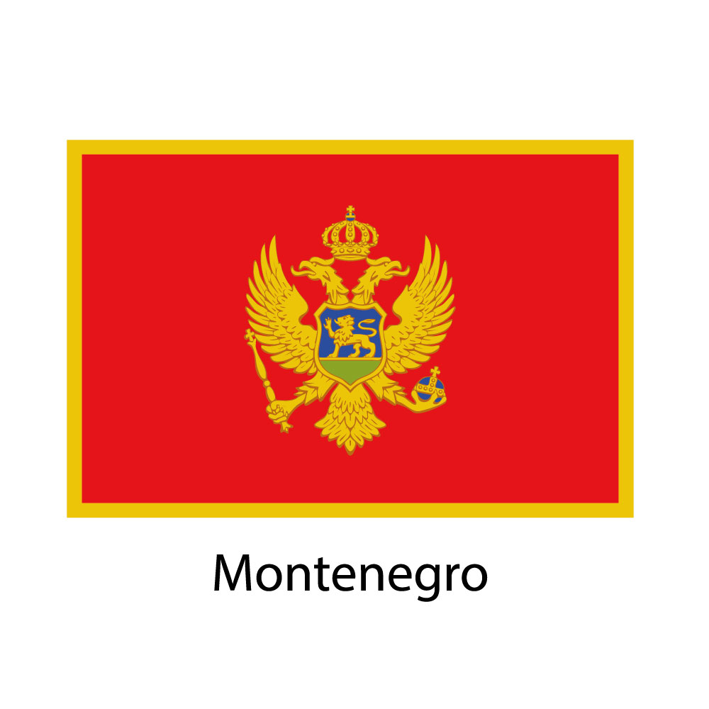 Flagga 60x40 mm inkl. applicering Montenegro