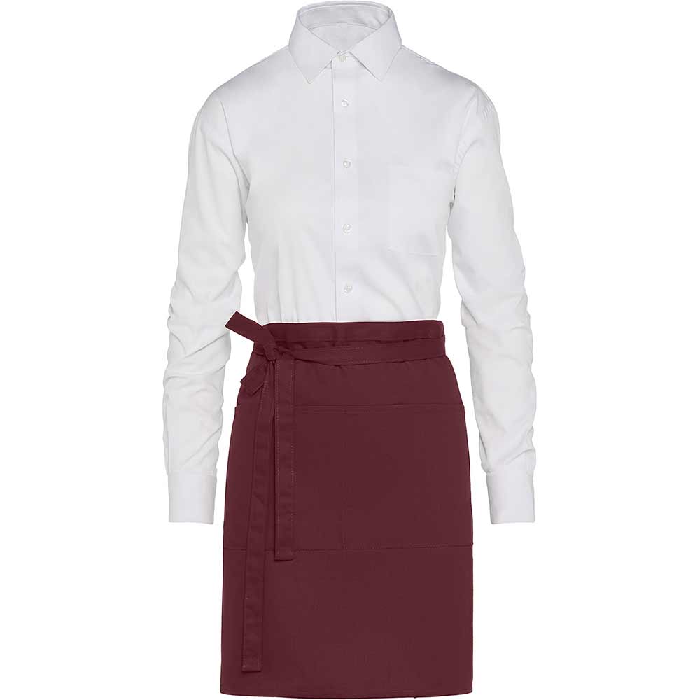 Brussels Short Bistro Apron with Pocke Burgundy