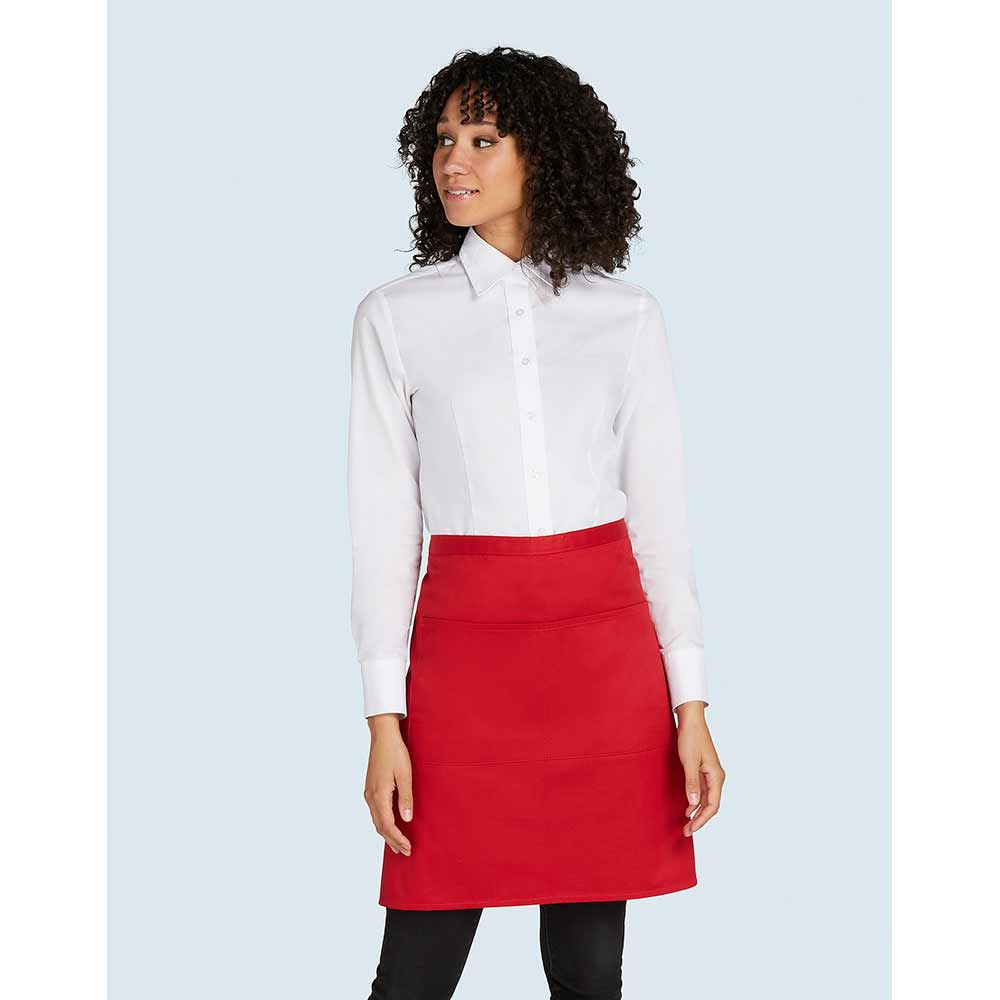 Brussels Short Bistro Apron with Pocke Burgundy